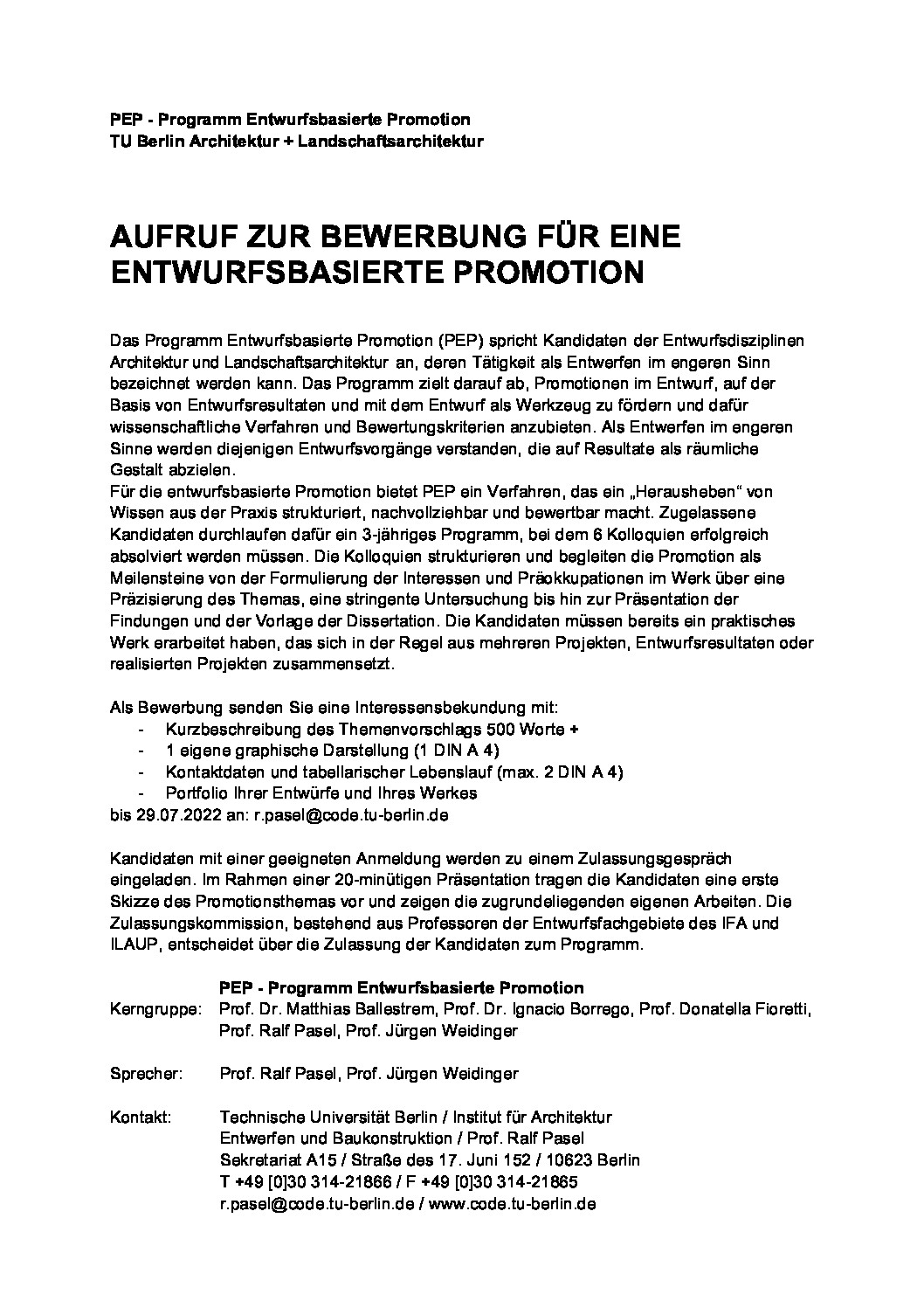 PEP – Programm entwurfsbasierte Promotion